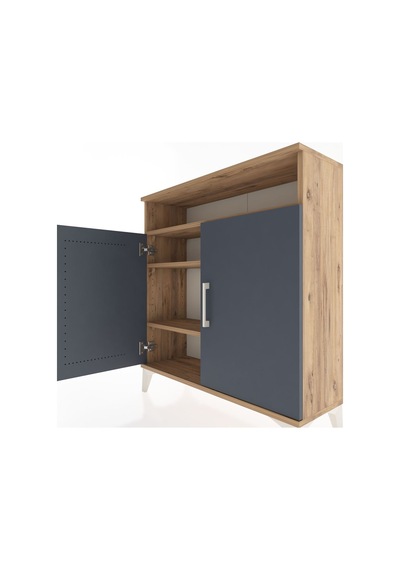 Arges Şifonyer 3 Raflı 2 Kapaklı 88x30x96 Çam-antrasit Çam
