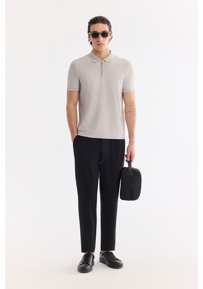 Avva Erkek Taş Kıvrılmaz Polo Yaka Fermuarlı Regular Fit T-shirt A61y1090
