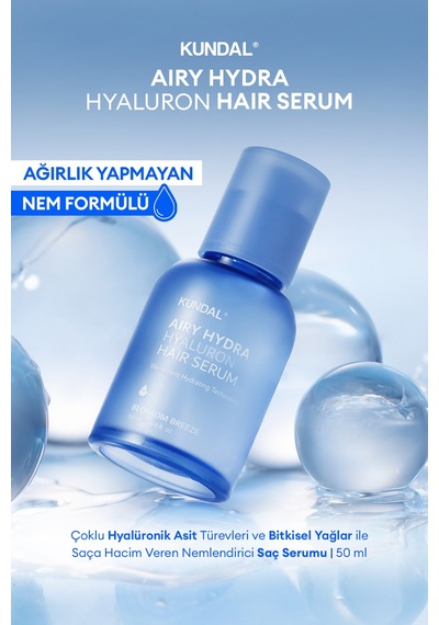 Hyalüronik Asit İle Nemlendiren Pürüzsüzleştirici Saç Serumu Kundal Airy Volume Hyaluron Serum