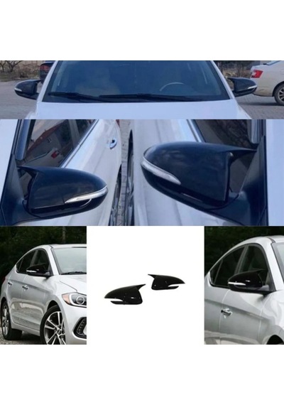 Hyundai Elantra Sinyalli 2016 2017 2018 Uyumlu Yarasa Batman Ayna Kapağı Seti Parlak Siyah