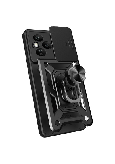 Honor 400 Pro Kılıf Sürgülü Kamera Koruyucu Manyetik Standlı Tank Koruma Pazarplus Mavi