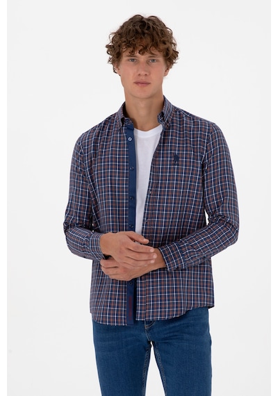 U.S. Polo Assn. Erkek Bakır Ekoseli Uzun Kollu Lacivert Gömlek 50316631-VR182
