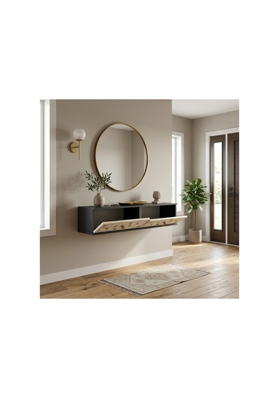 Da1207atg Moka Dresuar Ve Antre Rafı Antrasit-traverten-gold 120cm Antrasit - traverten - Altın
