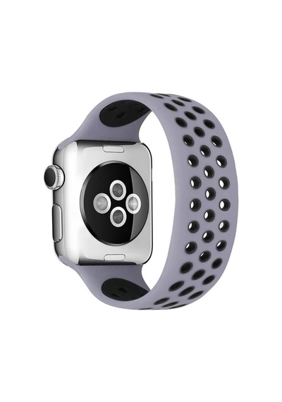 Newface Apple Watch 42mm Ayarlı Delikli Silikon Kordon - Gri-siyah Diğer