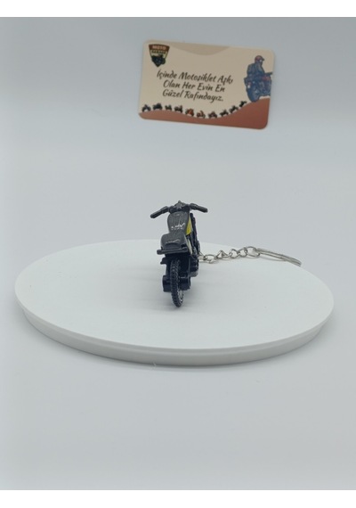 Scrambler Motosiklet Metal Anahtarlık Füme Sarı - Diecast Cafe Racer Motor Figürü