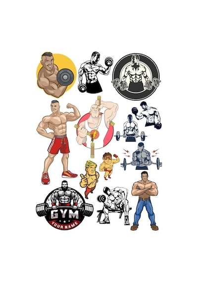 Gym Fitness Sticker Set 15 Parça Telefon, Tablet, Defter, Laptop Sticker