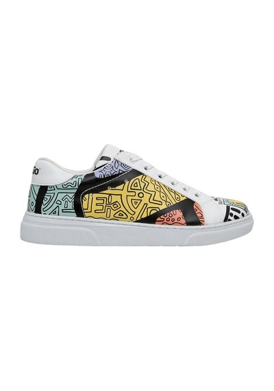 Best Buddies X Dogo Kadın Vegan Deri Beyaz Sneakers - The World Is You Tasarım Çok Renkli
