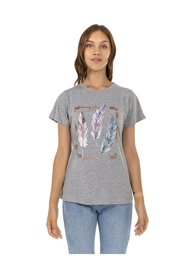 Kadın Penye Baskılı 8'li Paket T-shirt Çok Renkli