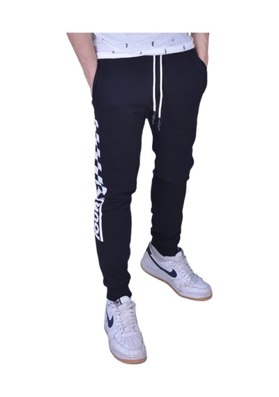 Superfly Flamlı Örme Pant. Erkek Eşofman Altı Siyah