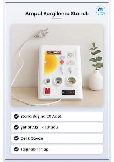 Ampul Ve 12v Led Panel Deneme Standı Duy Sergileme Mağaza Showroo