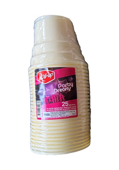 Ofis Catering Piknik Davet Doğum Günü Omeyva Sofra Seti - 25 Kişilik Krem Tabak Bardak Takımı Krem