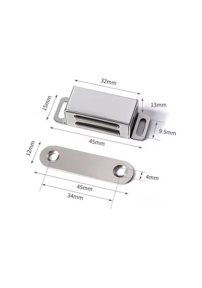 Lexroo Mıknatıslı Çıt Çıt 5 Cm Paslanmaz Metal Kapak Tutucu Dolap Açılır Kapanır Çekmece Kapatma