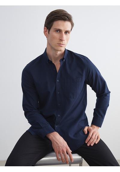 Lcwaıkıkı Classic Lacivert Regular Fit Uzun Kollu Oxford Erkek Gömlek