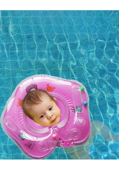 Deniz Havuz Emniyet Kilitli Bebek Yüzme Boyun Simidi Pembe
