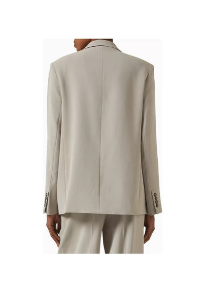 12storeez Krep Kumaş Straight Fit Blazer Ceket, 80 Ler Ilhamlı Feminen Kesim Bej