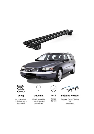 Pençe Volvo V70 Ara Atkı 1997-2007 Uyumlu Siyah Ara Atkı Port Bagaj Tavan Barı