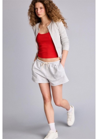 Defacto Standart Fıt Sweatshirt Kumaşı Şort G7956ax26hsgr256 Gri-gr256