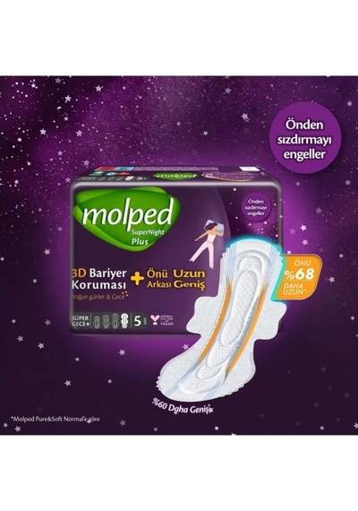 Molped Süpernight 3d Bariyerli Önü Uzun Süper Gece 14 Lü X 3 Ade PKT.MOLPED.032