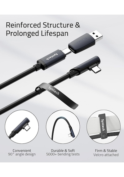 16ft Vr Link Kablosu Meta Quest 3/3s/2/pro Ve Pico 4 Uyumlu Usb 3.0 Pc Steamvr Siyah