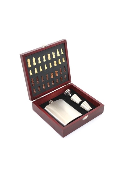 Ahşap Kutulu Satrançlı Matara Seti Alk2680 0