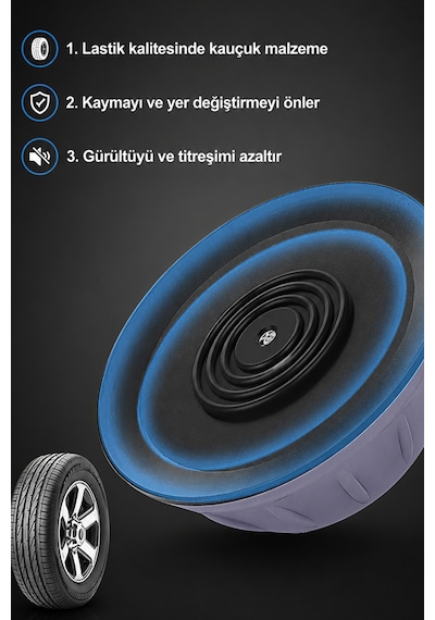4 Adet Titreşim Engelleyici Ayak - Kaymaz Beyaz Eşya Mobilya Altlığı Ayağı - Sert Kaliteli Plastik Ses Giderici Ayak Gri