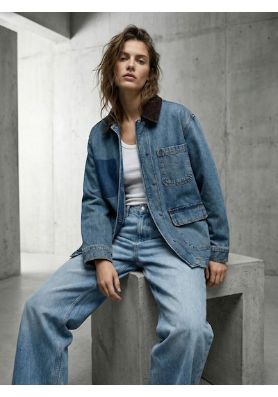 LTB Elıa Gömlek Yaka Önü Cepli Mid Indigo Denim Ceket Mavi