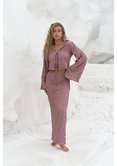 Mai Collection Mai Studios Co. Rania Açık Bordo Gömlek Etek Takım Acık Bordo
