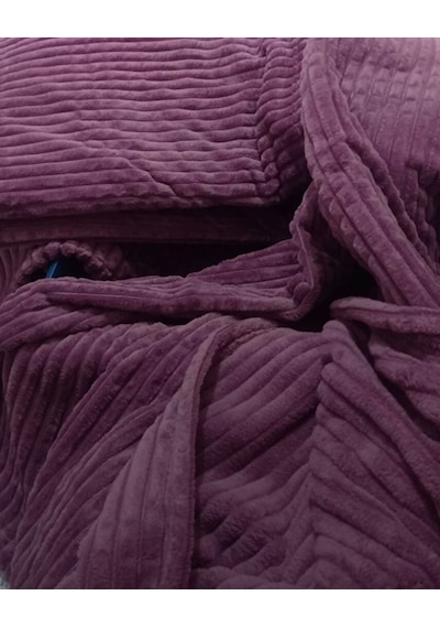 Merinos Çift Kişilik Battaniye Mor 3 Parça Set Modern Line