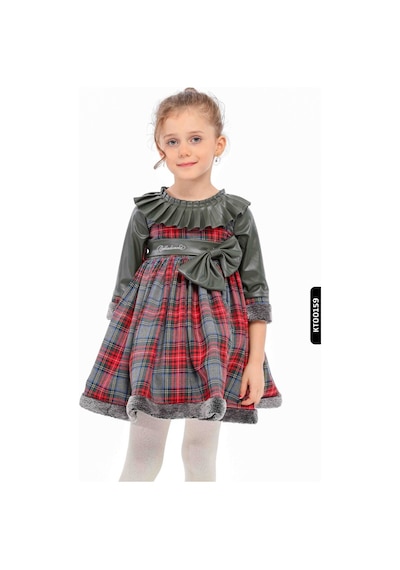 Xo Kids Kız Çocuk Elbise 4-12 Yaş 1608 Haki