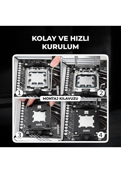 Thermalright Amd Am5 Soket Güçlendirme Montaj Kiti Tf7 Termal Macun Dahil Siyah Asf Am5