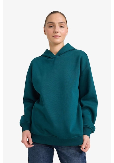 Defacto Relax Fit Kapüşonlu Basic Düz Kalın Sweatshirt D9935ax25wngn246 Yeşil-gn246