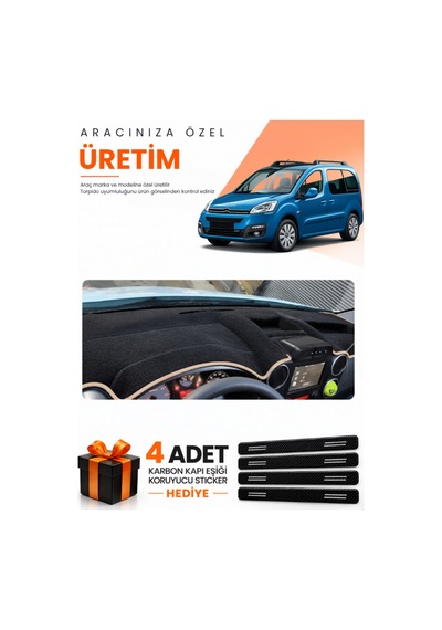 Citroen Berlingo Çukurlu Kpksız 2015-2020 Uyumlu Torpido Koruma Örtüsü Oto Kılıfı - S.bej - Cı016