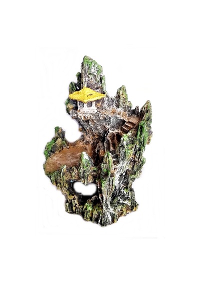Şatolu Kaya Akvaryum Dekoru 22 Cm - Renk Sarı