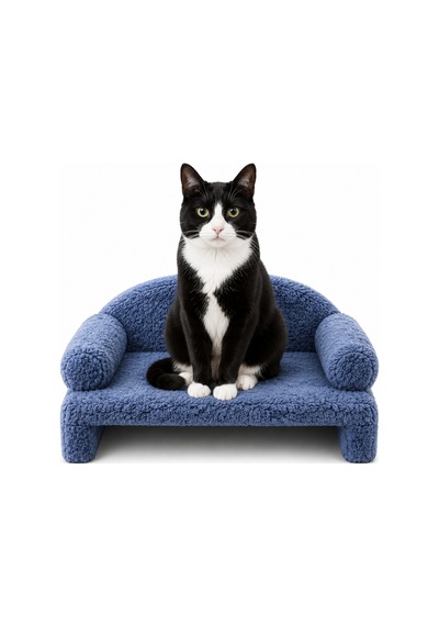 Reyo Pet Peluş Kedi Koltuğu Kedi Kanepesi Kedi Yatağı Evcil Hayvan Dinlenme Koltuğu Rahat Kedi Sofa Yatağı 45 x 33 x 25 CM Lacivert