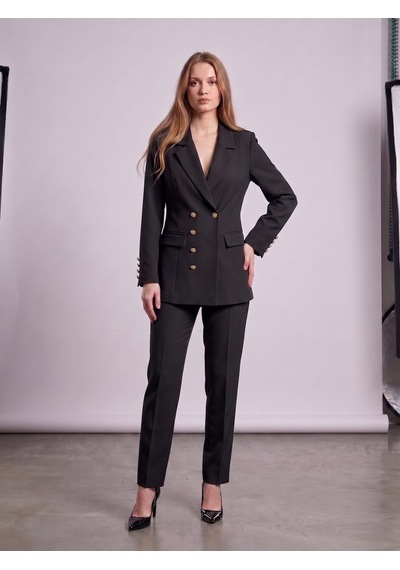Prenses Kadın Regular Kesim Blazer Ceket Pantolon Takım Modern Trend Zamansız Siyah