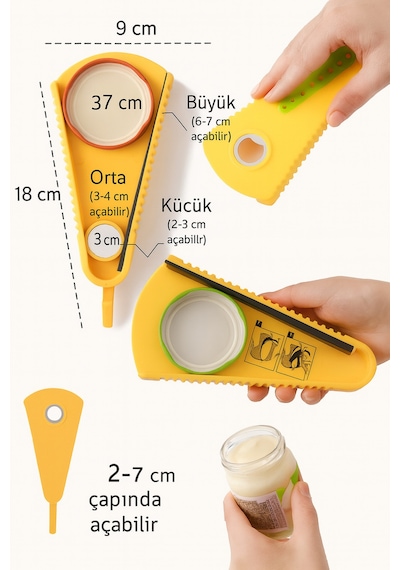 4 Ü 1 Arada Kapak Açacağı Kavanoz, Şişe Ve Konserve İçin Pratik Çok Amaçlı Mutfak Aparatı Çok Renk Diğer