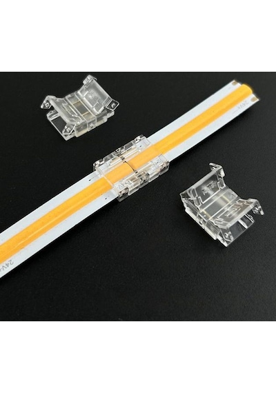 4 Adet 10 Mm Cob Led Şerit Ara Konnektörü 2 Pin Tek Renk Şerit Birleştirme Aparatı Karanlık Alan Bırakmayan Şeffaf Lehimsiz Bağlantı