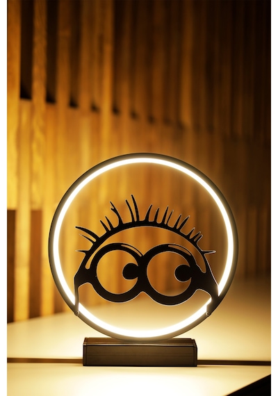 Minion Gözlük Silüetli Metal Led Masa Lambası Dekoratif Çocuk Odası Işığı Eğlenceli Gece Lambası Minion