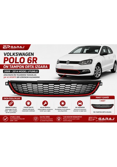 Volkswagen Polo 6r 2009-2014 Model Uyumlu Ön Tampon Orta Izgarası