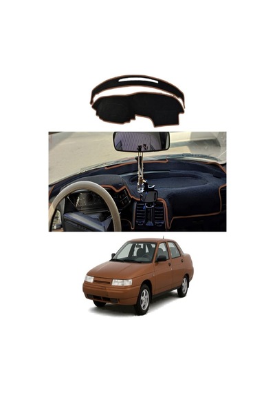 Lada - 110 Vega 1995-2007 Uyumlu Torpido Koruma Kılıfı - Kahverengi Şeritli