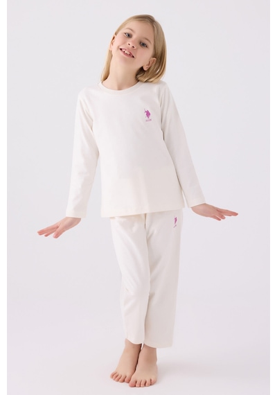 U.s. Polo Assn Kız Çocuk Beyaz Pijama Takımı Us1668-c-v17 Beyaz