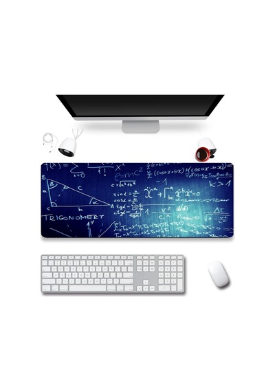 Sonictouch Mavi Geometri Tahtası Gamer Oyuncu Dikişsiz Sıvı Geçirmez Klavye Mouse Pad 32x70cm Mousepad