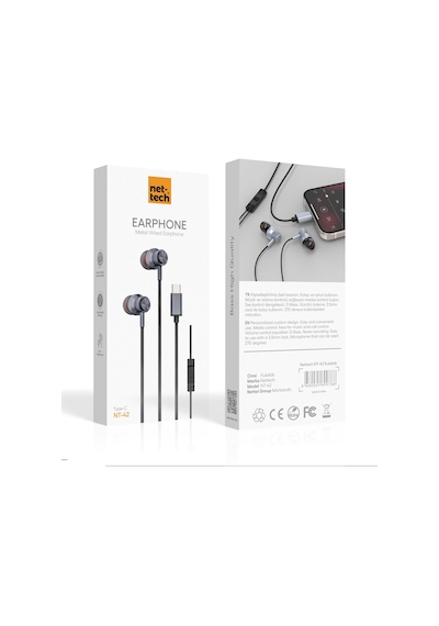 Nettech Nt-42 Type-c Girişli Kulak İçi Kulaklık Siyah Diğer