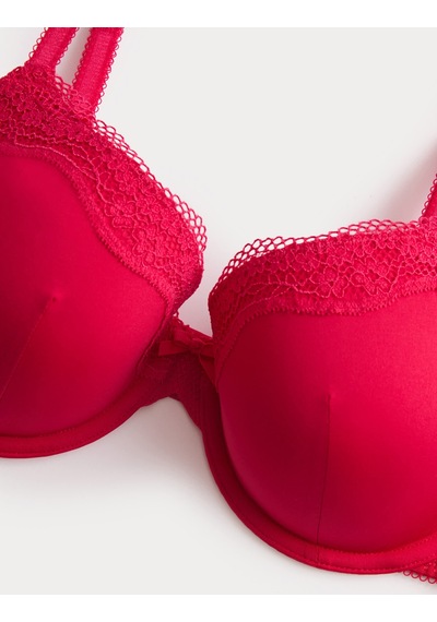Marks & Spencer Jasmine Dantel Detaylı Balenli Demi Cup Sütyen T33002403 Kırmızı