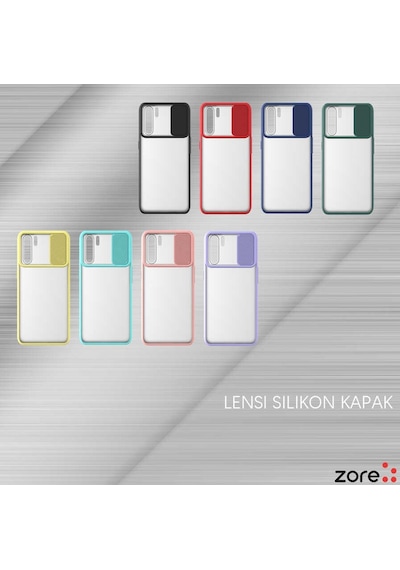 Noktaks - Oppo Uyumlu Oppo A91 - Kılıf Slayt Sürgülü Arkası Buzlu Lensi Kapak - Koyu Yeşil