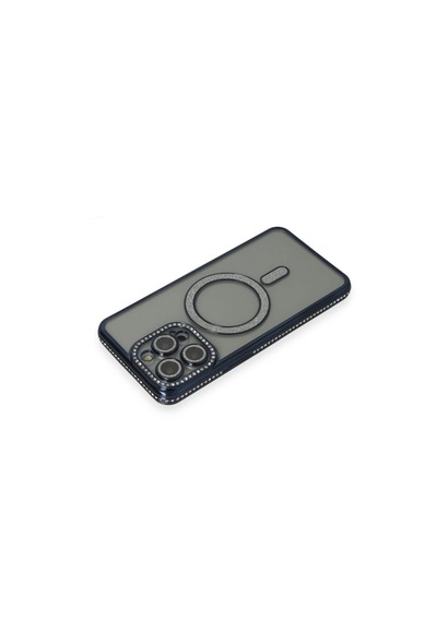 Apple iPhone Uyumlu iPhone 15 Pro Max Kılıf Joke Simli Magneticsafe Kılıf - Lacivert Renkli