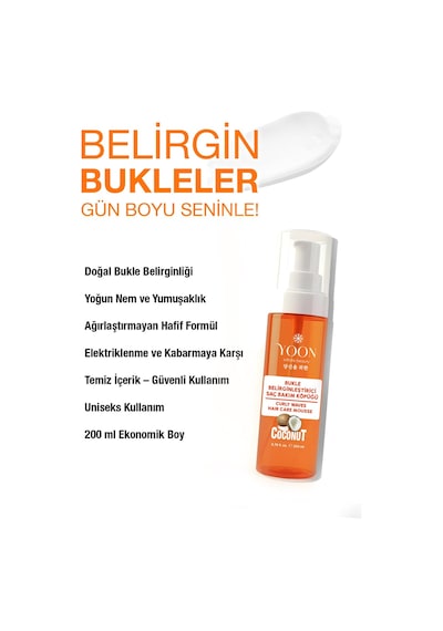 Bukle Belirginleştirici Saç Köpüğü 200 Ml Hindistan Cevizi Özlü, Paraben, Sls Ve Silikon İçermez