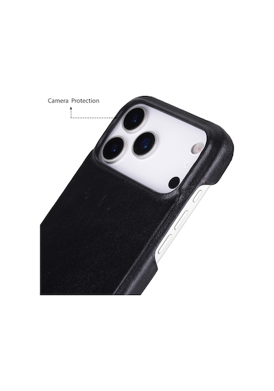 Apple Uyumlu iPhone 17 Pro Max İçin, Hakiki Deri, El Yapımı Kılıf, Magsafe İle , İç Yüzeyi Kadife, Kömür Siyah Siyah