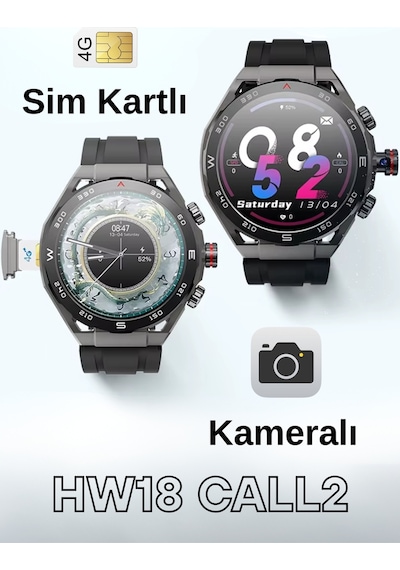 Wearfitpro Hw18 Call 2 Btk Sim Kartlı Kameralı Amoled Ekran Gps Yeni Nesil Özellikler Android Akıllı Saat