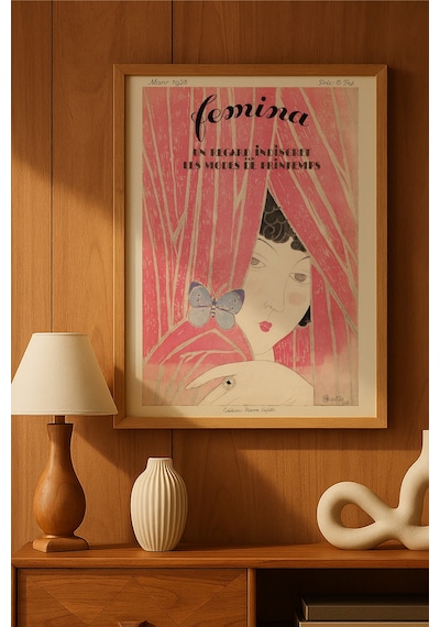 Femina Ahşap Çerçeveli Poster, Dekoratif Sanatsal Duvar Tablosu